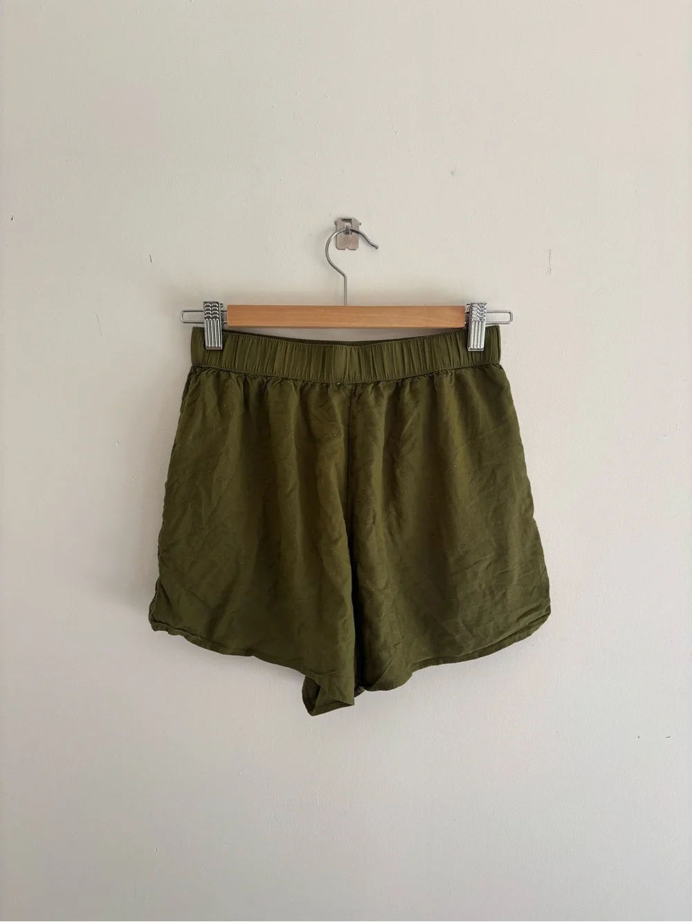 bp Olive Green Elastic Waist Shorts